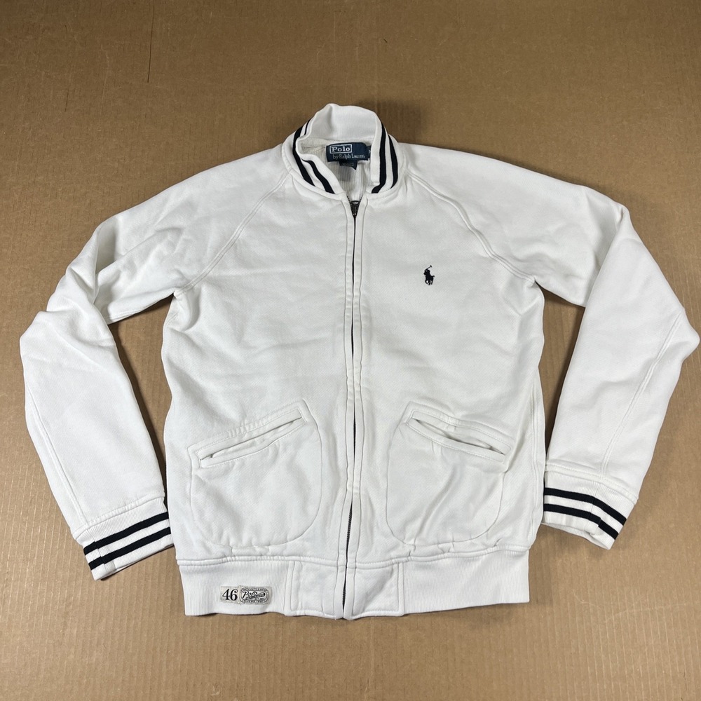Vintage Polo Ralph Lauren Track Jacket Mens M Full Zip Pony Mock Neck Pockets